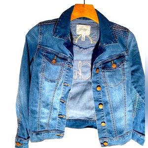 Jessica Simpson Girls Blue Flap Pockets Long Sleeve Denim Jean Jacket,Size M .